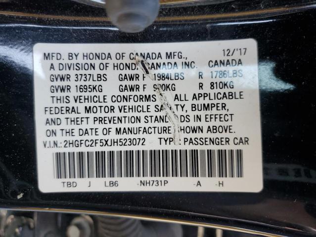 2HGFC2F5XJH523072 - 2018 HONDA CIVIC LX 黑色 照片 13