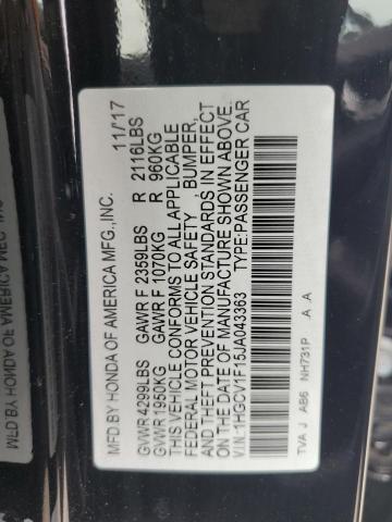 1HGCV1F15JA043363 - 2018 HONDA ACCORD LX BLACK photo 12