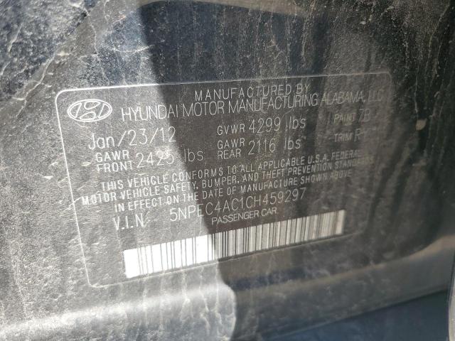 5NPEC4AC1CH459297 - 2012 HYUNDAI SONATA SE BLACK photo 12