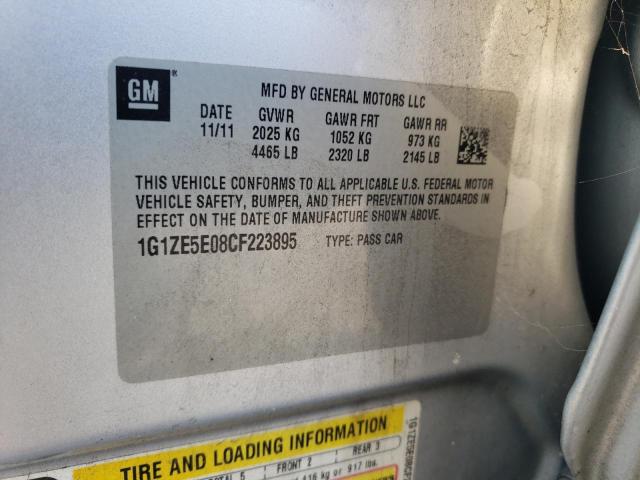 1G1ZE5E08CF223895 - 2012 CHEVROLET MALIBU LTZ ვერცხლისფერი ფოტო 12