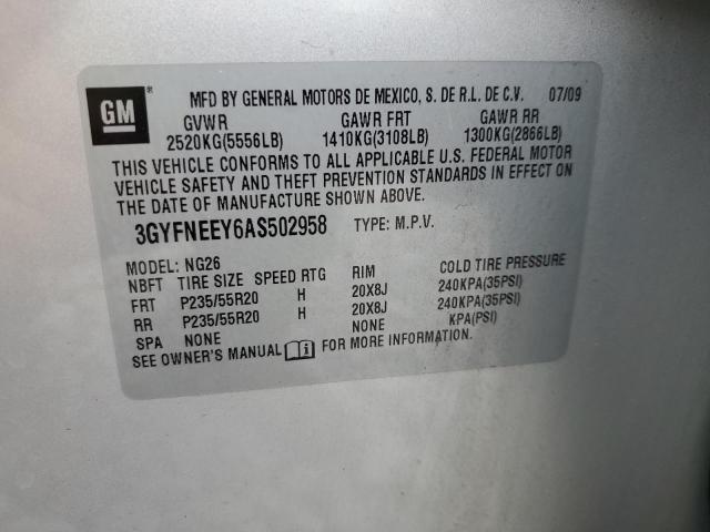 3GYFNEEY6AS502958 - 2010 CADILLAC SRX PERFORMANCE COLLECTION Күміс фото 13