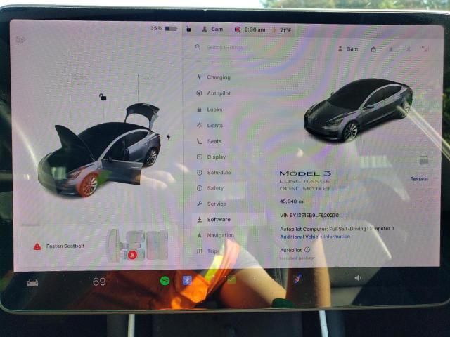 5YJ3E1EB9LF620270 - 2020 TESLA MODEL 3 Gri fotoğraf 9