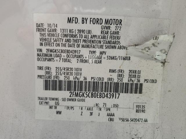 2FMGK5C80EBD43917 - 2014 FORD FLEX SEL İki rəngli foto 14
