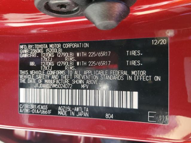 JTJDARDZ9M5024072 - 2021 LEXUS NX 300 BASE RED photo 13