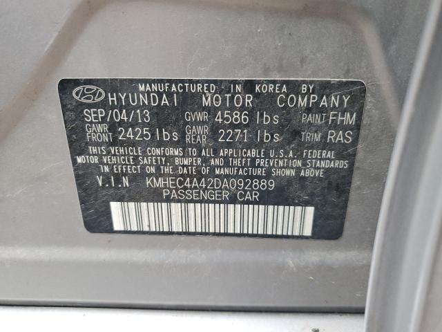 KMHEC4A42DA092889 - 2013 HYUNDAI SONATA HYBRID SILVER photo 12