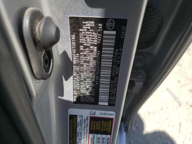 4T1BF1FKXFU011784 - 2015 TOYOTA CAMRY LE 银色 照片 12