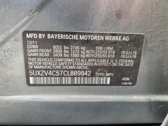 5UXZV4C57CL889842 - 2012 BMW X5 XDRIVE35I SILVER photo 13