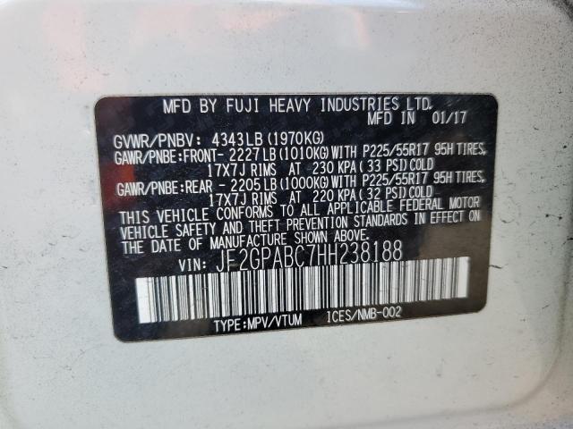 JF2GPABC7HH238188 - 2017 SUBARU CROSSTREK PREMIUM თეთრი ფოტო 13