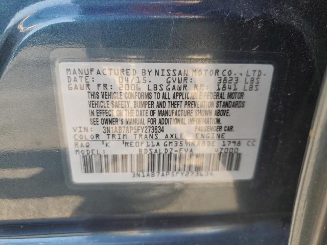 3N1AB7AP5FY273634 - 2015 NISSAN SENTRA S GRAY photo 13