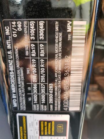 4JGDA5HB5EA363182 - 2014 MERCEDES-BENZ ML 350 4MATIC BLACK photo 12