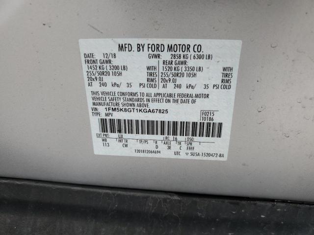 1FM5K8GT1KGA67825 - 2019 FORD EXPLORER SPORT SILVER photo 13