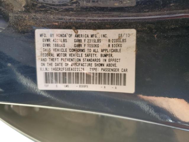1HGCR2F5XEA022026 - 2014 HONDA ACCORD SPORT BLUE photo 12