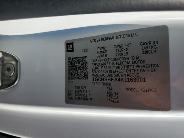 1GCHSBEA4K1163001 - 2019 CHEVROLET COLORADO Ağ foto 13