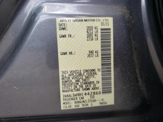 1N4AL3AP8FC442868 - 2015 NISSAN ALTIMA 2.5 ნაცრისფერი ფოტო 12