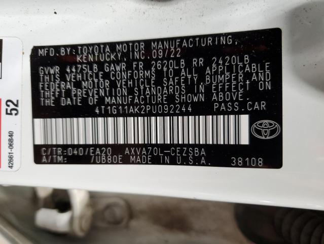 4T1G11AK2PU092244 - 2023 TOYOTA CAMRY SE NIGHT SHADE WHITE photo 12