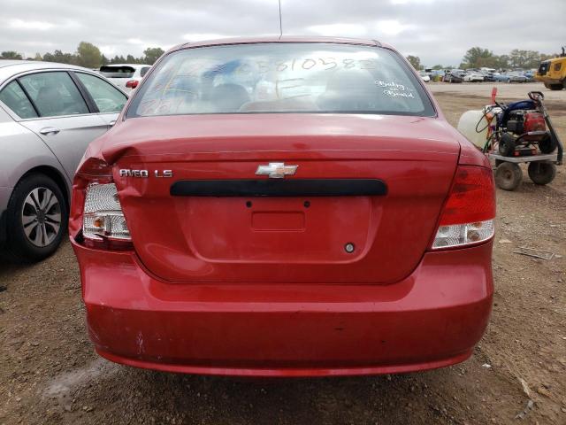 KL1TD52625B463454 - 2005 CHEVROLET AVEO BASE BURGUNDY photo 6