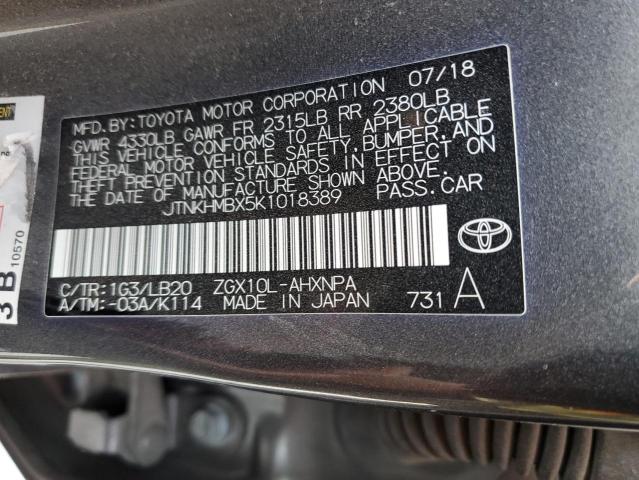 JTNKHMBX5K1018389 - 2019 TOYOTA C-HR XLE GRAY photo 13