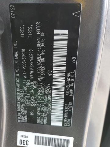 5TDDSKFC8NS067457 - 2022 TOYOTA SIENNA XSE GRAY photo 13