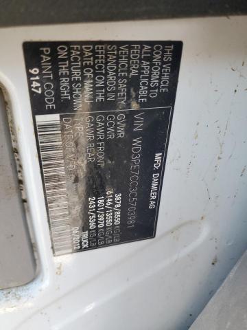 WD3PE7CC3C5703981 - 2012 MERCEDES-BENZ SPRINTER 2500 WHITE photo 14