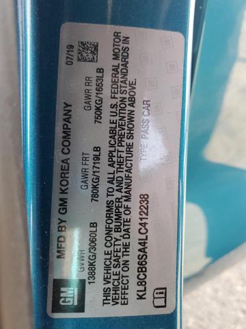 KL8CB6SA4LC412238 - 2020 CHEVROLET SPARK LS BLUE photo 13