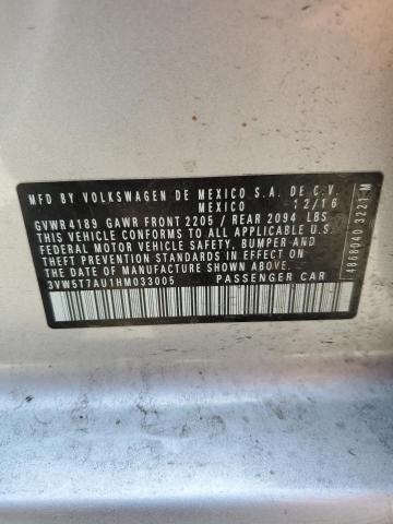 3VW5T7AU1HM033005 - 2017 VOLKSWAGEN GTI S SILVER photo 12