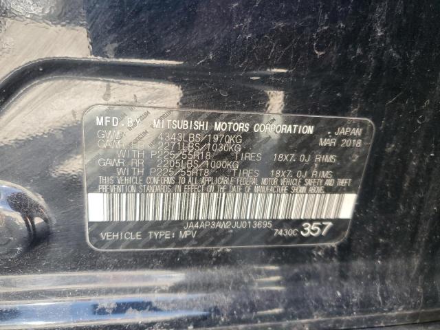 JA4AP3AW2JU013695 - 2018 MITSUBISHI OUTLANDER ES Czarny zdjęcie 12