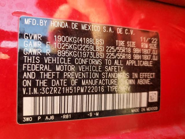 3CZRZ1H51PM722016 - 2023 HONDA HR-V SPORT Qırmızı foto 13