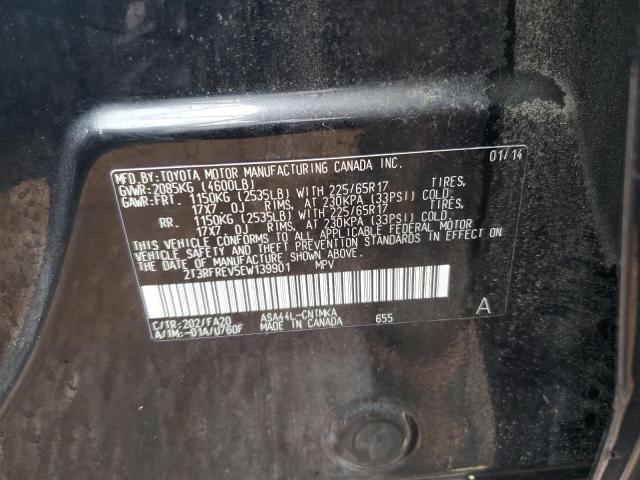 2T3RFREV5EW139901 - 2014 TOYOTA RAV4 XLE შავი ფოტო 13