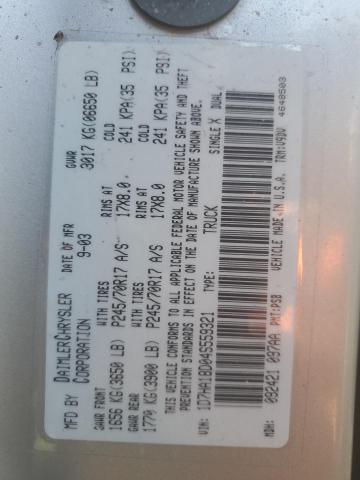 1D7HA18D04S559321 - 2004 DODGE RAM 1500 ST SILVER photo 12