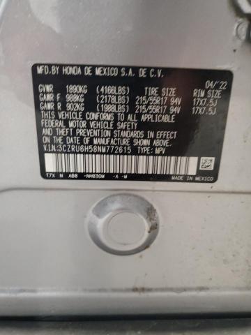 3CZRU6H58NM772615 - 2022 HONDA HR-V EX SILVER photo 12