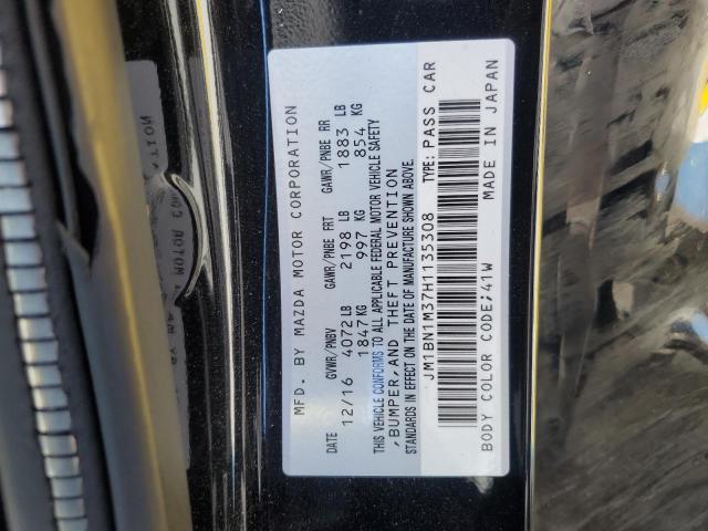 JM1BN1M37H1135308 - 2017 MAZDA 3 GRAND TOURING BLACK photo 12