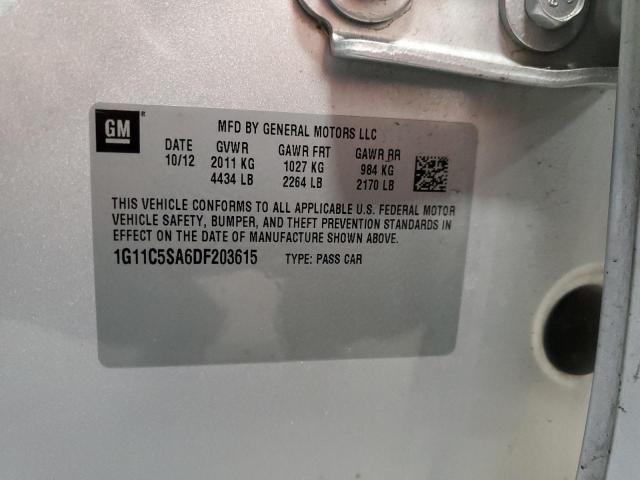 1G11C5SA6DF203615 - 2013 CHEVROLET MALIBU 1LT SILVER photo 12