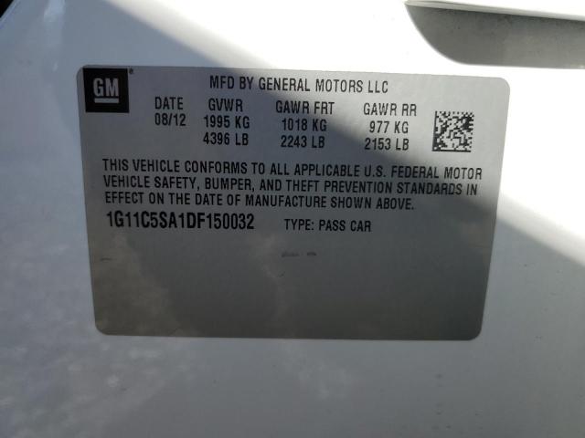 1G11C5SA1DF150032 - 2013 CHEVROLET MALIBU 1LT WHITE photo 12