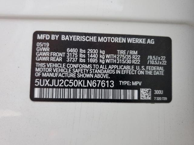 5UXJU2C50KLN67613 - 2019 BMW X5 XDRIVE50I WHITE photo 13