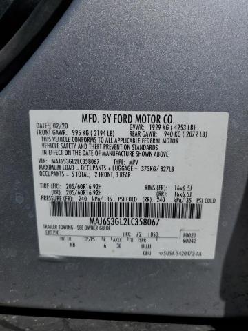 MAJ6S3GL2LC358067 - 2020 FORD ECOSPORT SE Gümüş foto 12