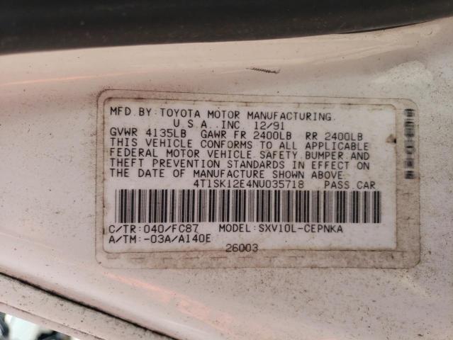 4T1SK12E4NU035718 - 1992 TOYOTA CAMRY LE WHITE photo 12