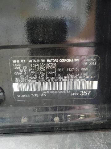 JA4AP3AU8JU005762 - 2018 MITSUBISHI OUTLANDER ES BLACK photo 12