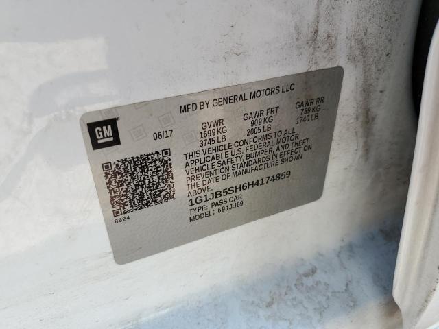 1G1JB5SH6H4174859 - 2017 CHEVROLET SONIC LS WHITE photo 12