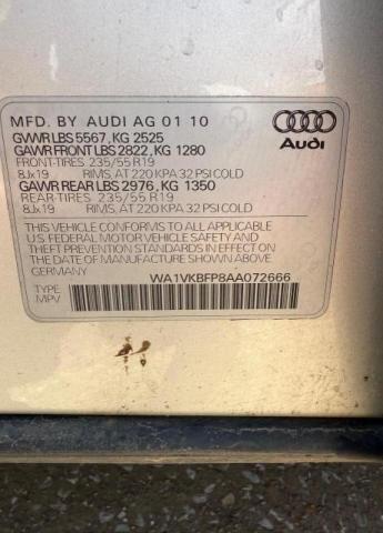 WA1VKBFP8AA072666 - 2010 AUDI Q5 PRESTIGE 银色 照片 10