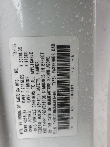1HGCT1B83DA006406 - 2013 HONDA ACCORD EXL WHITE photo 12