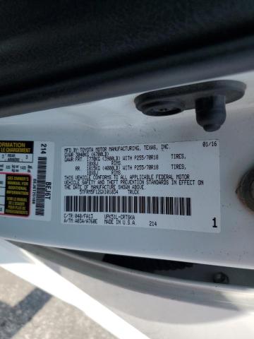 5TFRM5F12GX101034 - 2016 TOYOTA TUNDRA DOUBLE CAB SR/SR5 WHITE photo 12