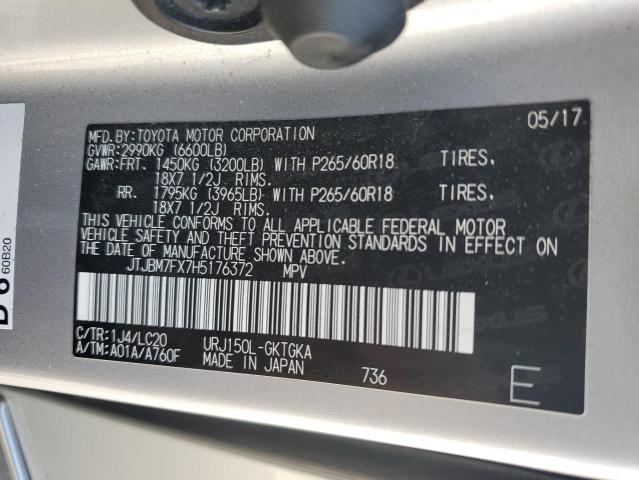 JTJBM7FX7H5176372 - 2017 LEXUS GX 460 SILVER photo 13