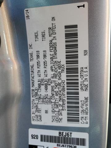 5TFRM5F1XFX084143 - 2015 TOYOTA TUNDRA DOUBLE CAB SR/SR5 SILVER photo 12