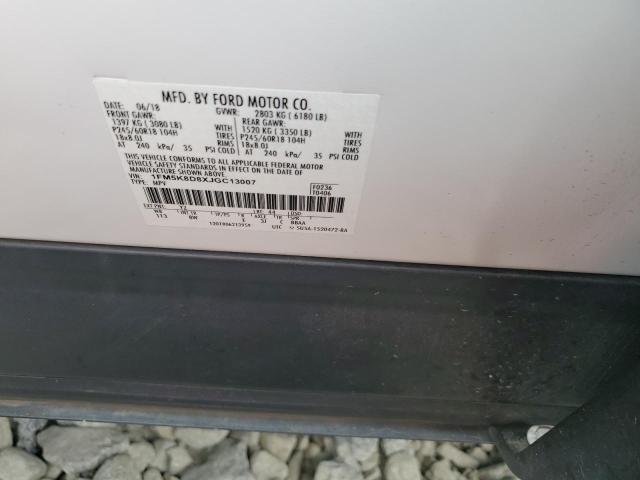 1FM5K8D8XJGC13007 - 2018 FORD EXPLORER XLT Blanc photo 14