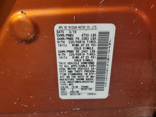 JN8AT2MV6JW326790 - 2018 NISSAN ROGUE S 橙色 照片 12