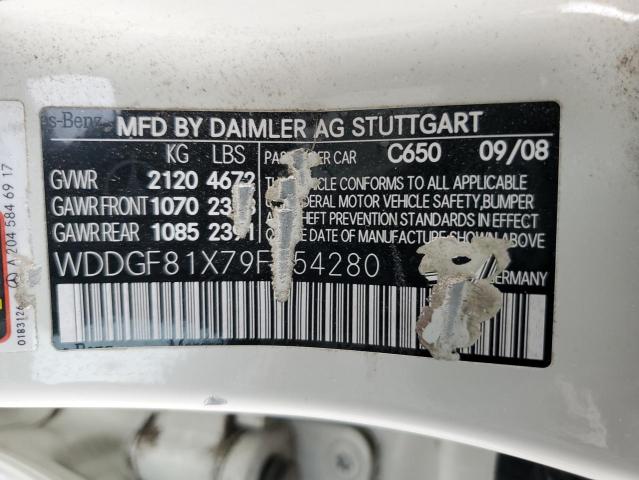 WDDGF81X79F254280 - 2009 MERCEDES-BENZ 107 300 4MATIC WHITE photo 12