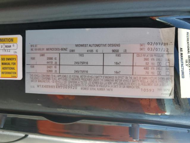 W1X4EBHY4MT069920 - 2021 MERCEDES-BENZ SPRINTER 2500 BLACK photo 14