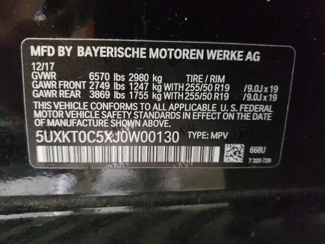 5UXKT0C5XJ0W00130 - 2018 BMW X5 XDR40E BLACK photo 13