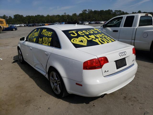 WAUAF78E48A066131 - 2008 AUDI A4 2.0T WHITE photo 3