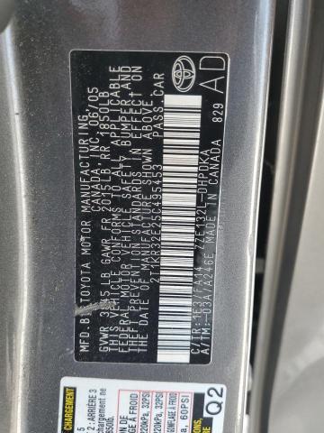 2T1KR32E25C495453 - 2005 TOYOTA COROLLA MA XR GRAY photo 13
